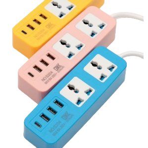 Color multi-hole power strip, other sockets, household multi-functional power strip, 3-meter wire length Item Picture