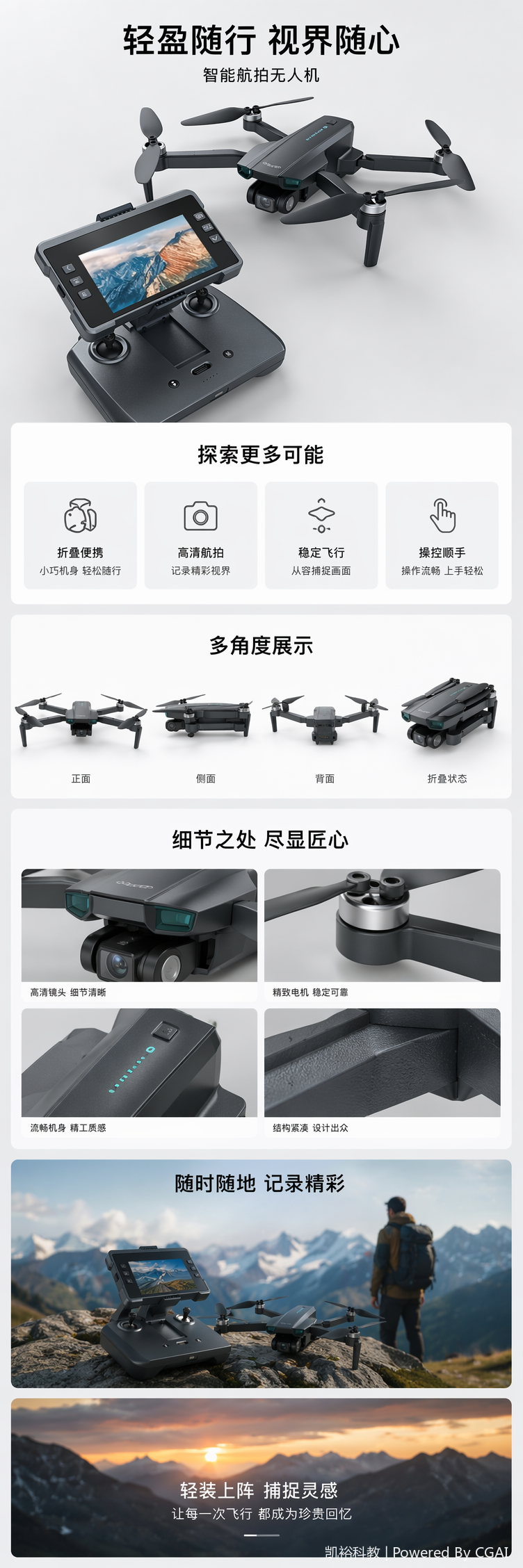 Foozac入门级航拍感应无人机遥控飞机续航防抖 pic 1