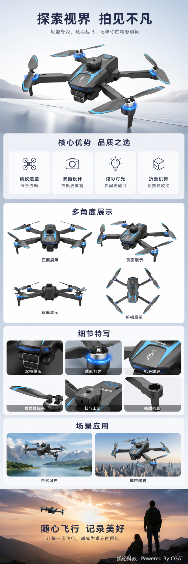 foozac入门级跨境LF666无刷无人机 光流高清双摄航拍遥控飞机 避障四轴飞行器 pic 1