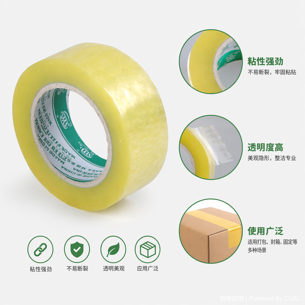 Hengtai 3cm wide transparent BOPP tape is specially designed for packaging and sealing full image