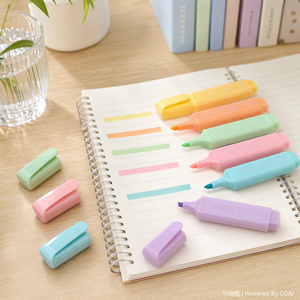 Watercolor pens, triangular pen holders, highlighters, 8 pieces, 8-color ink, popular stationery and drawing pens details Picture