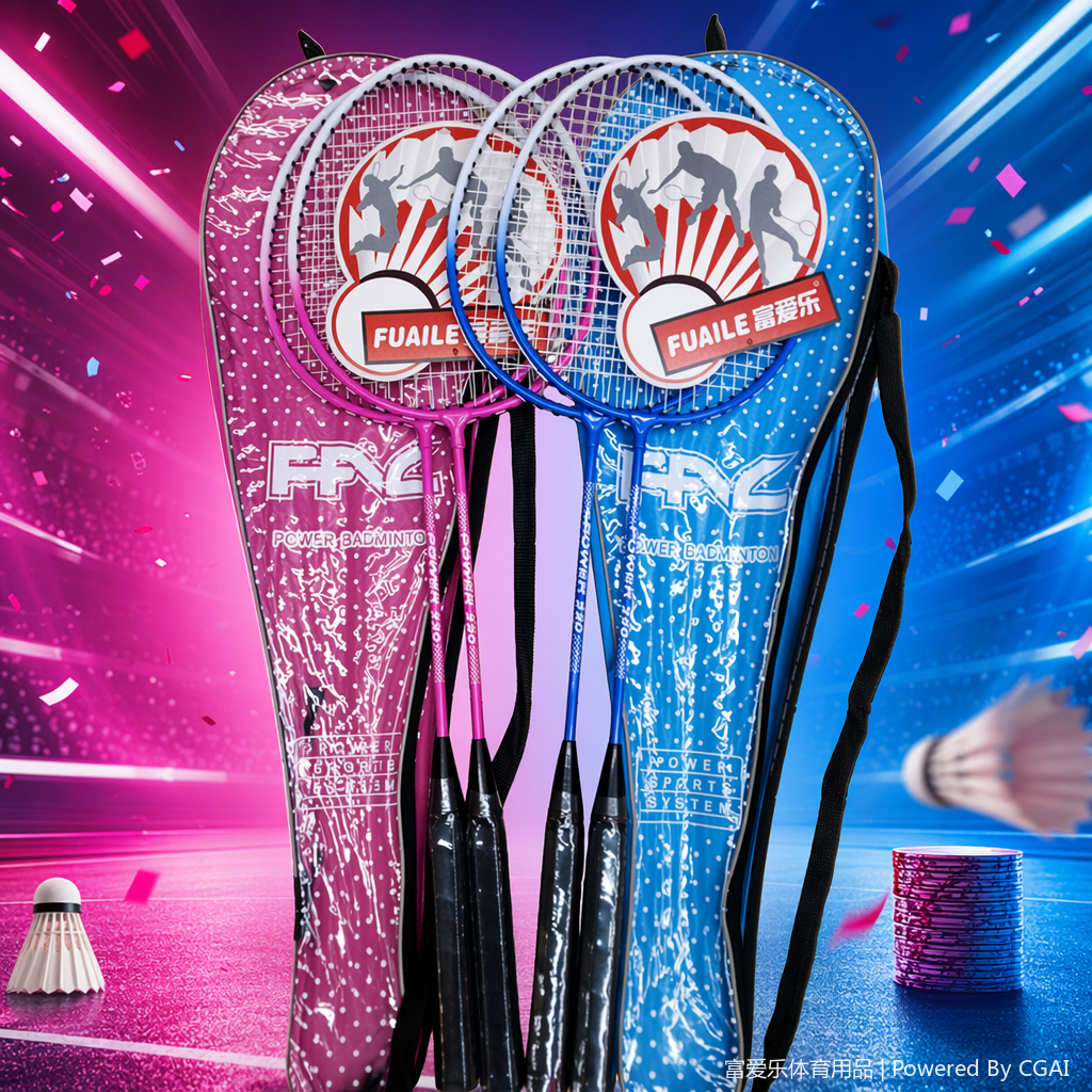 Pink and blue all-in-one badminton racket set, suitable for badminton, tennis and padel Specification image