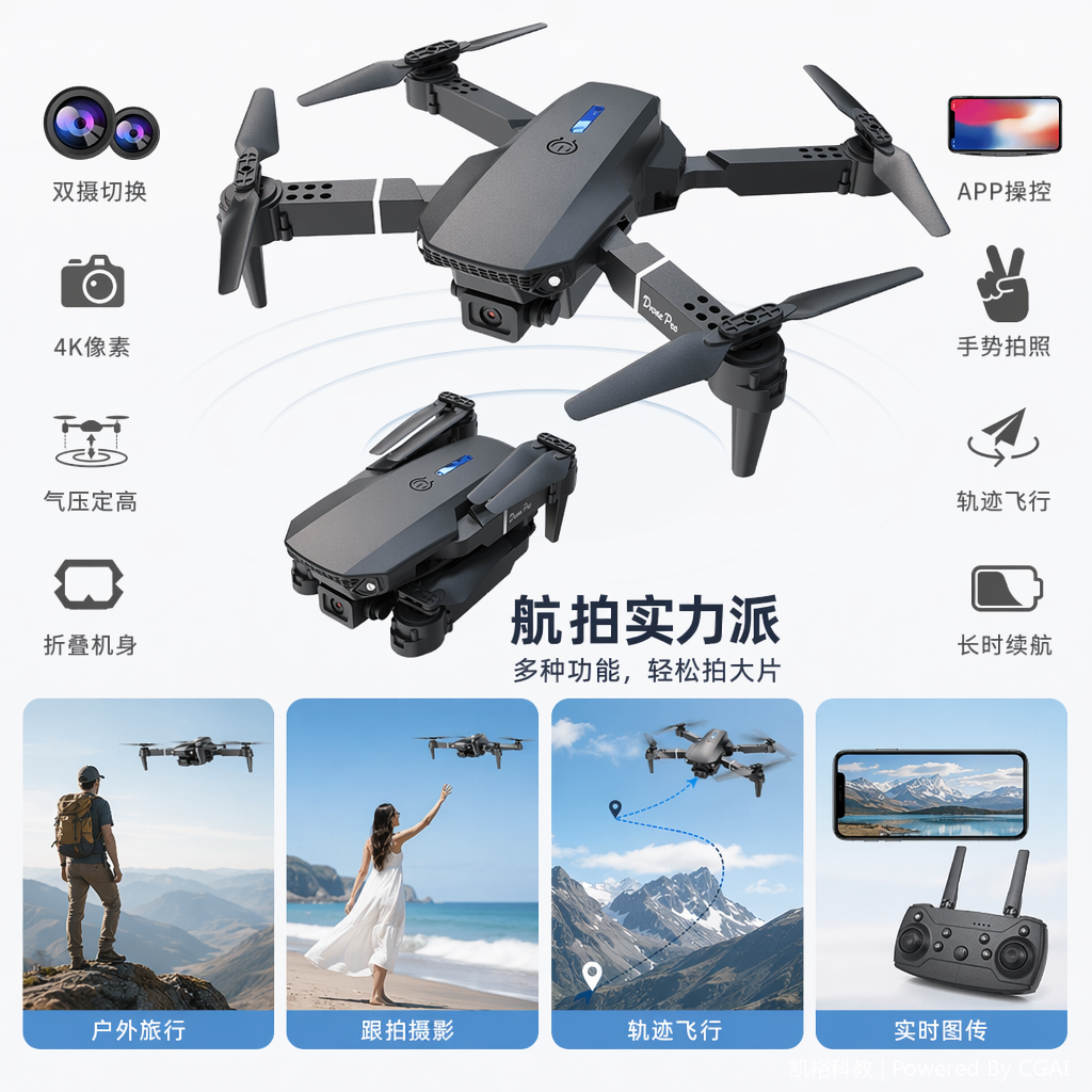 跨境E88pro/E99pro/K3无人机双摄航拍四轴飞行器定高遥控飞机玩具