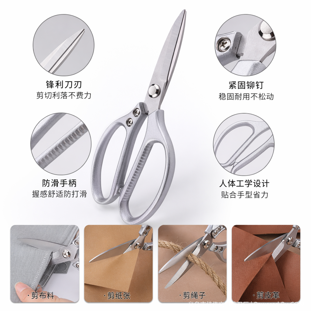 Silver and gold two-color scissors, other scissors, household cutting tools