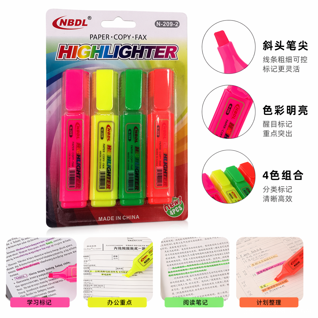 8 fluorescent pens, 8-color watercolor pens, triangular pen barrel, smooth ink, stationery, for drawing and learning