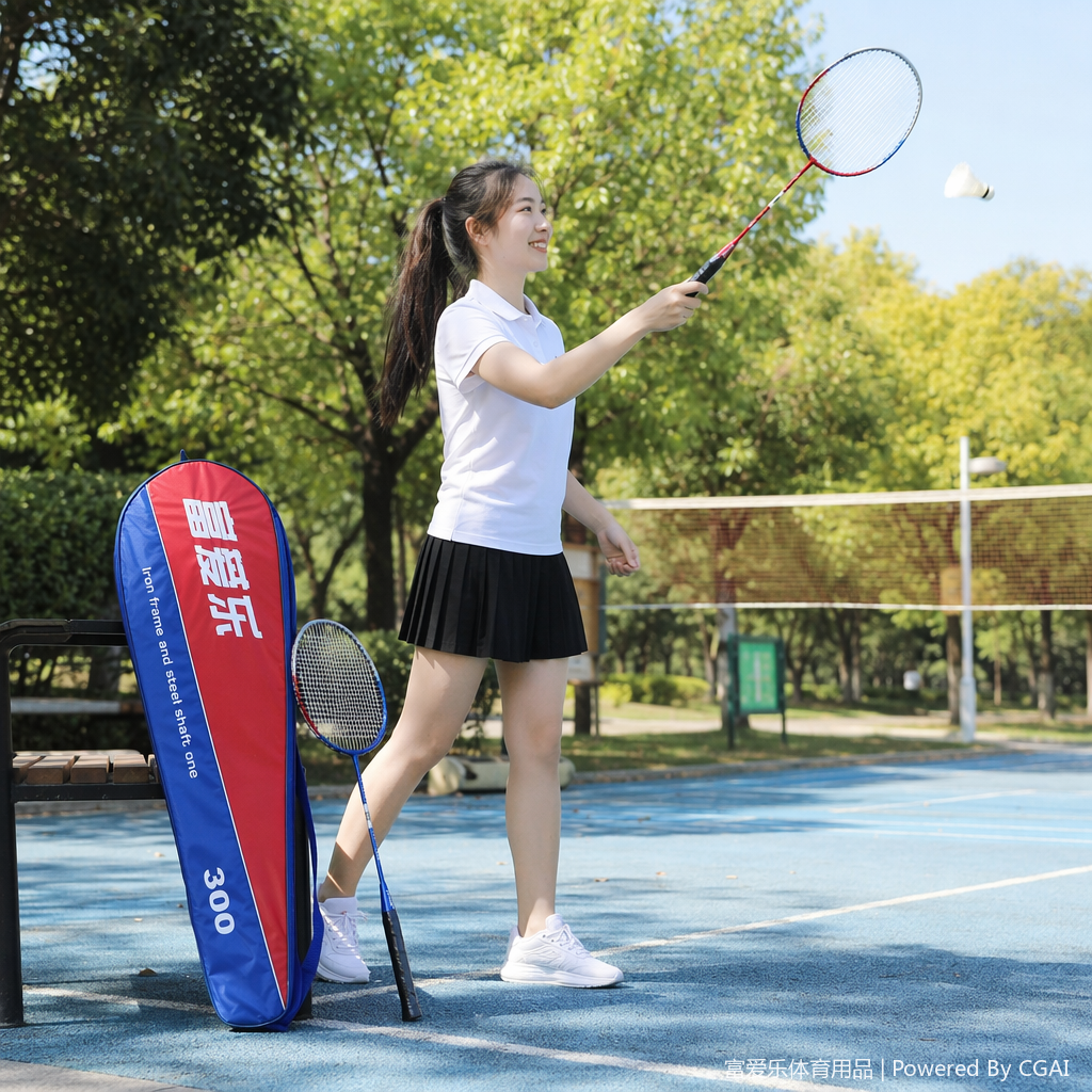 Red and blue color one-piece badminton racket, tennis racket and racket cover with padel details Picture