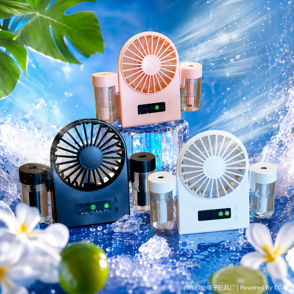 Simple three-color portable USB spray mini fan Specification image