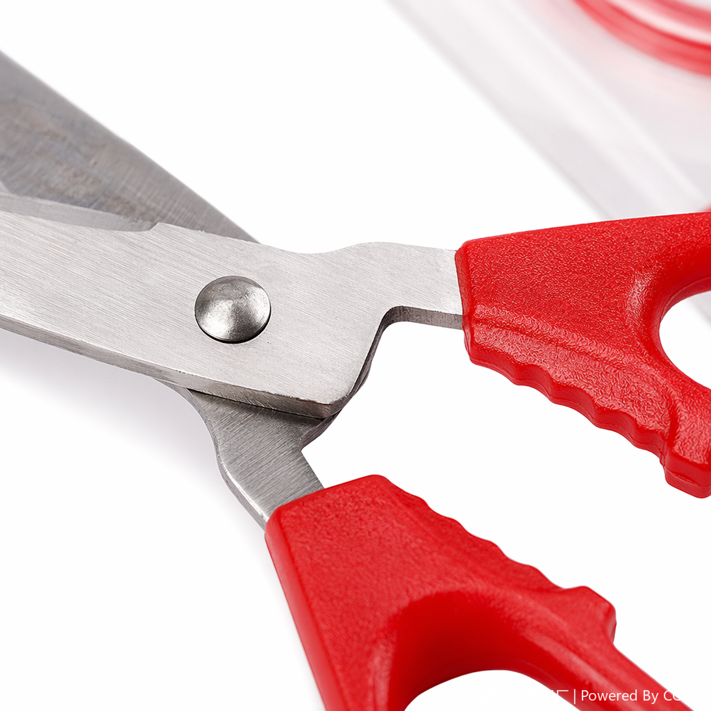 Red handle scissors, a multi-functional household cutting tool, and other scissors Application Scenario