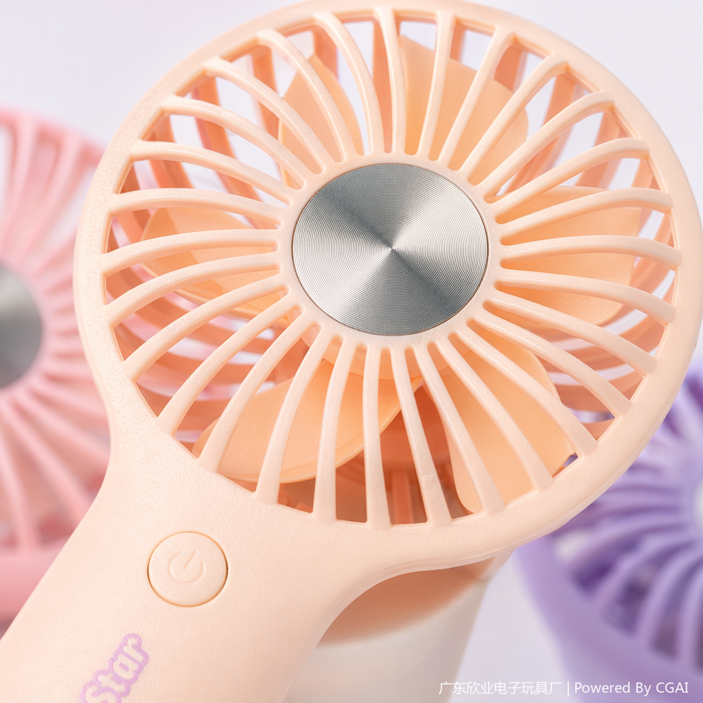 A simple handheld mini fan with a base Application Scenario