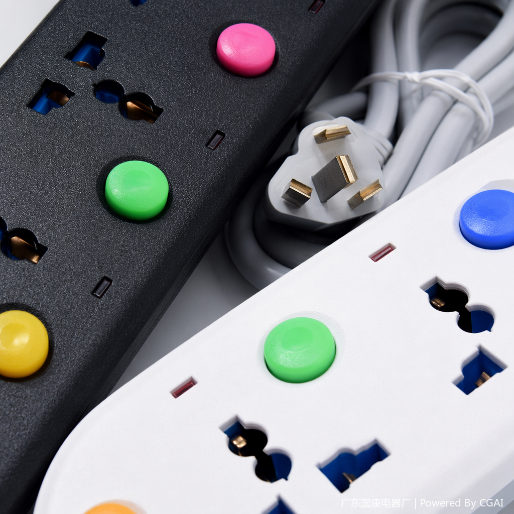 Black and white dual-color cabinet socket power strip, 3-position national standard with USB smart power strip Application Scenario