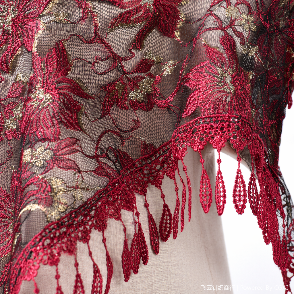 2026 New style red lace lace silk scarf color satin silk scarf buckle Application Scenario