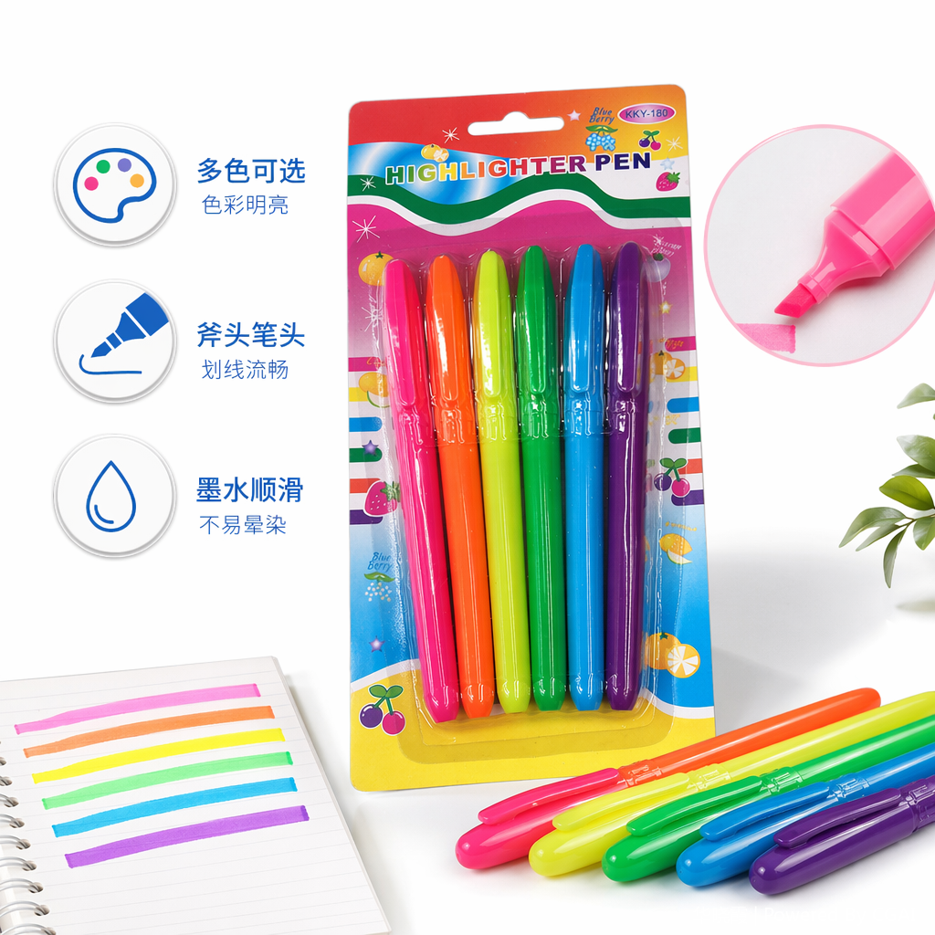 8 highlighters, 8-color watercolor ink, triangular pen barrel, popular stationery for painting, specially designed for students
