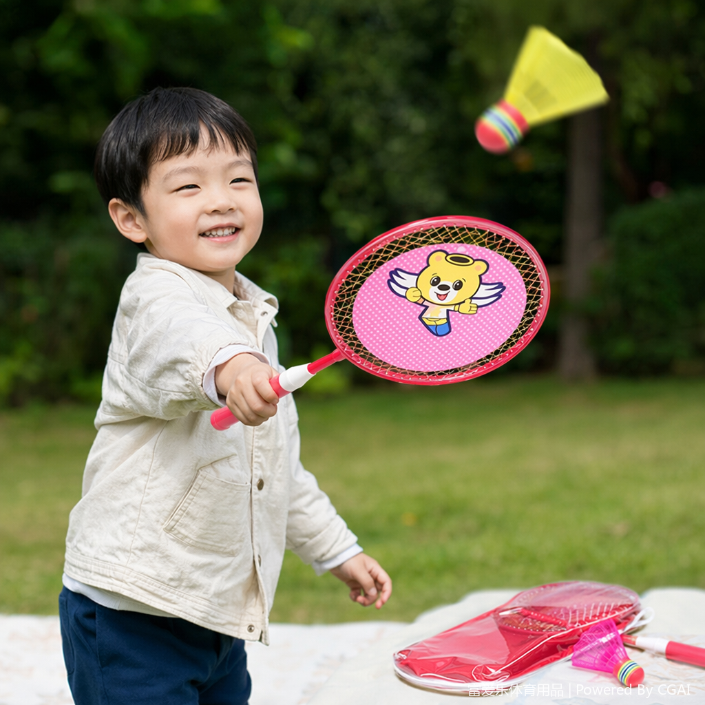 Red one-piece badminton racket and tennis racket Padel racket set details Picture