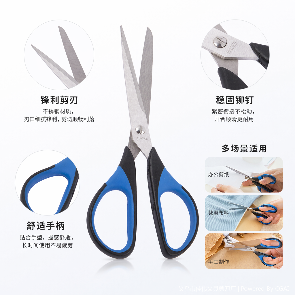 Blue and black handle scissors, other scissors, household cutting tools, stainless steel, sharp and durable