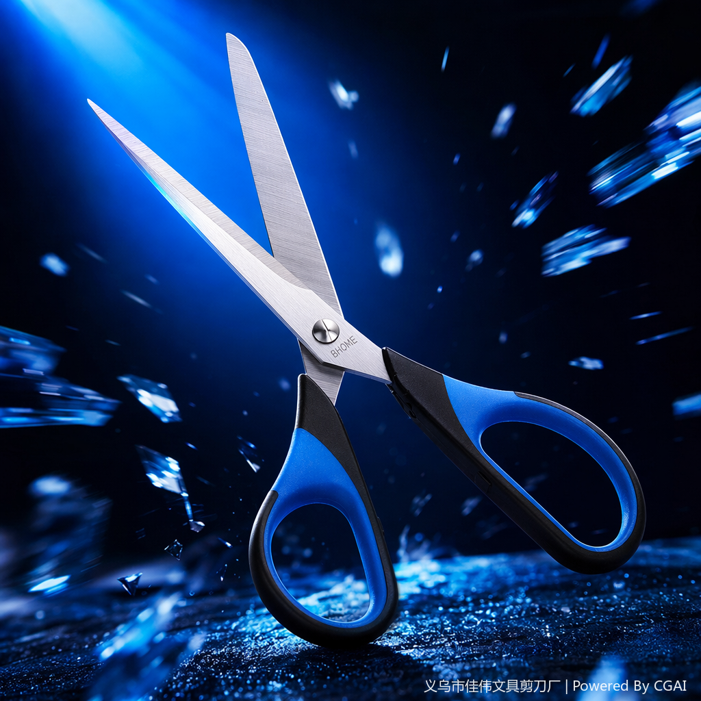 Blue and black handle scissors, other scissors, household cutting tools, stainless steel, sharp and durable Specification image