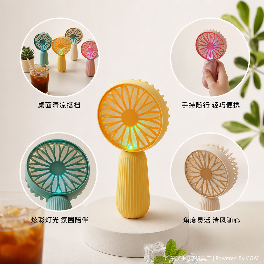 Simple and colorful handheld mini fan full image