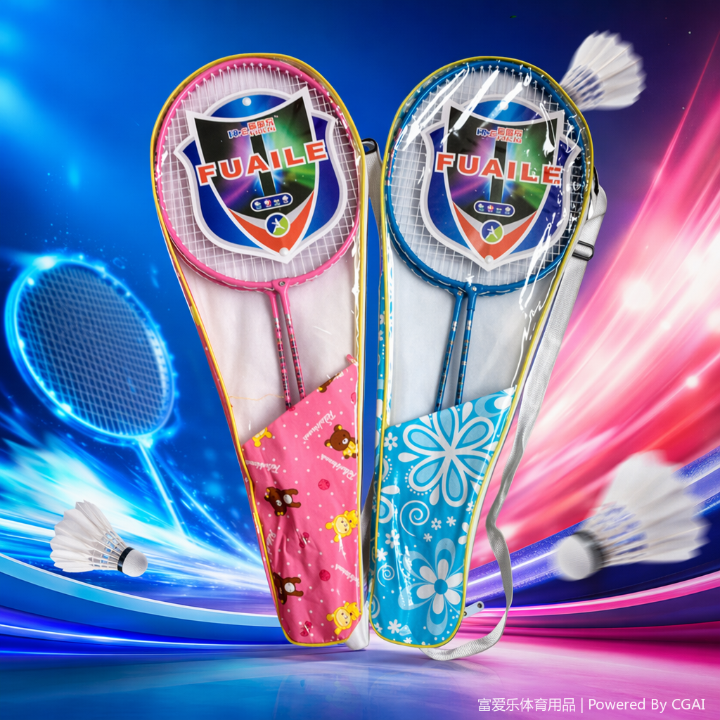 Pink and blue lightweight all-in-one badminton and tennis padel three-in-one racket set Specification image