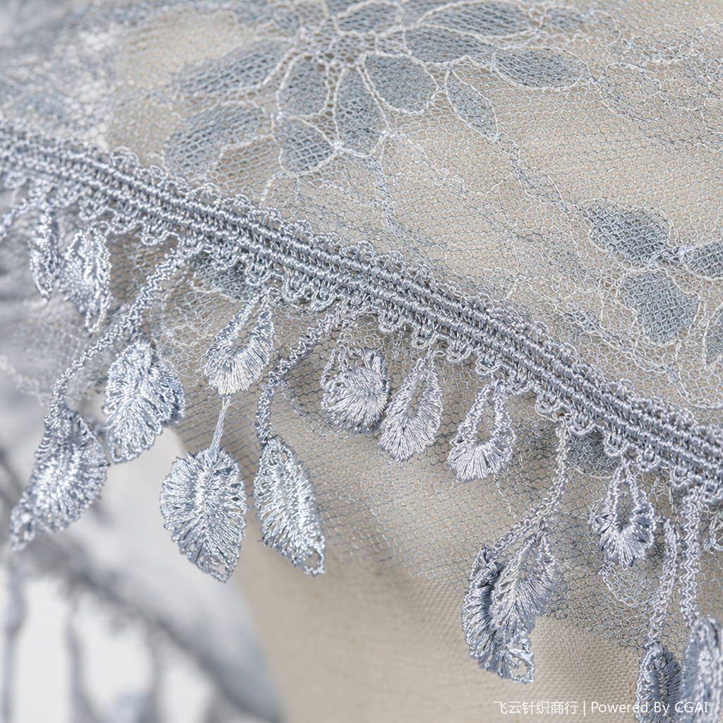 Ru Wei grey lace shawl, cashmere scarf, mulberry silk hair band Application Scenario
