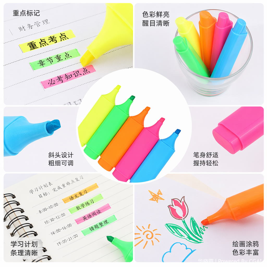 Mermaid Flash Color Highlighter, Halloween stationery, watercolor pen, Highlighter
