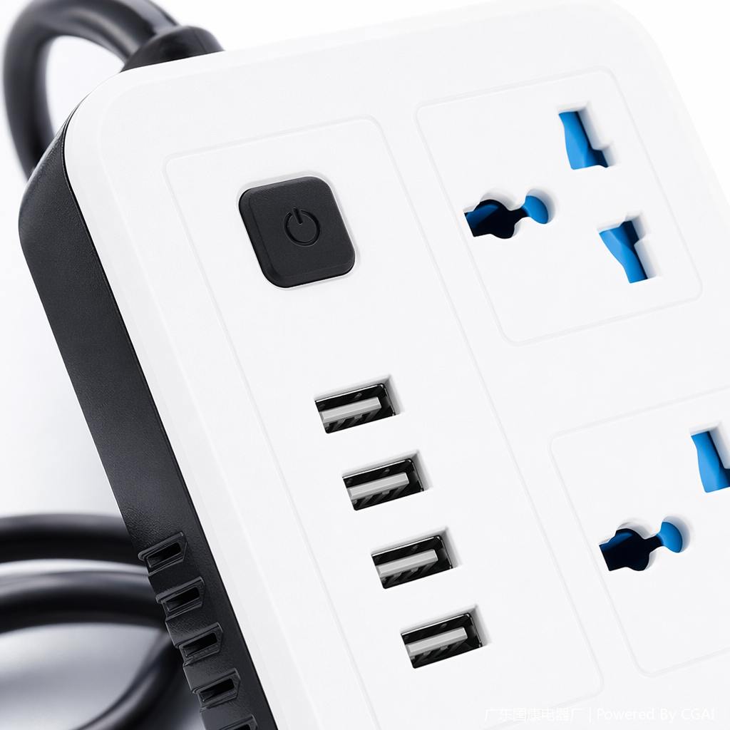 White multi-hole cabinet socket power strip, 10A 250V industrial-grade lightning and overload protection Application Scenario