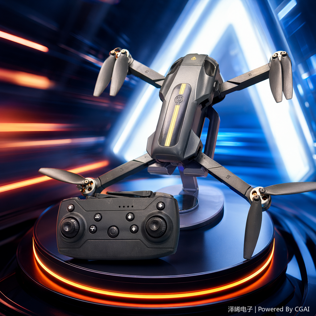 The SY11 black folding drone portable aerial photography camera features a stable brushless dual camera