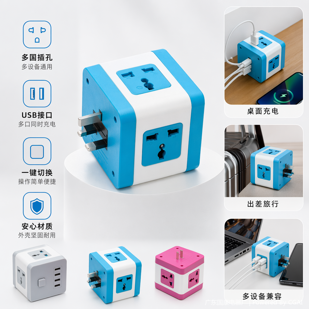 Color cube desktop socket, embedded wireless charger, smart switch, multi-functional Mexican style Color cube desktop socket, embedded wireless charger, smart switch, multi-functional Mexican style
