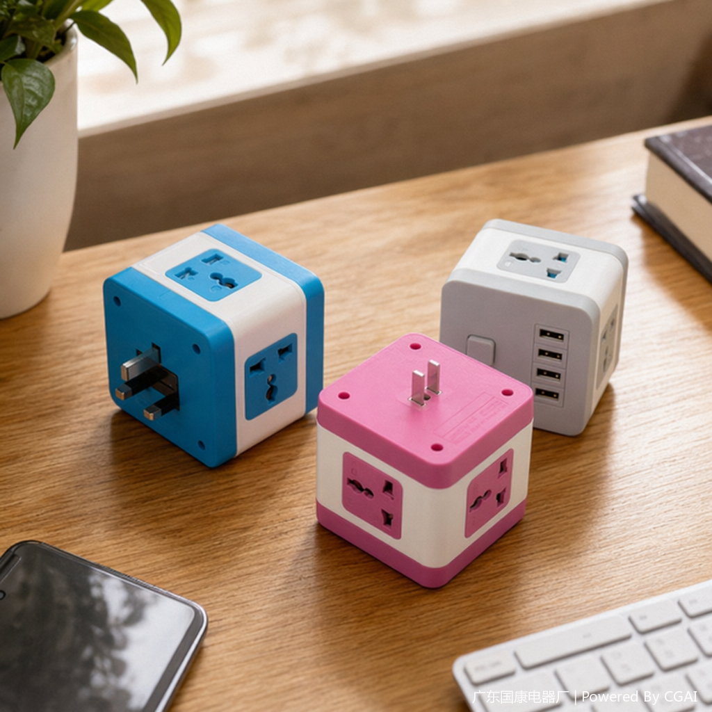 Color cube desktop socket, embedded wireless charger, smart switch, multi-functional Mexican style details Picture