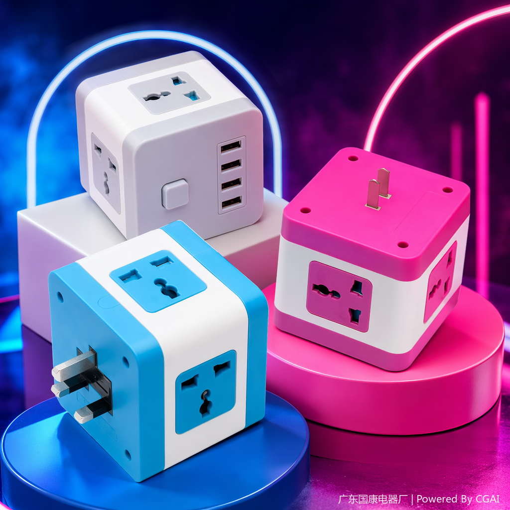 Color cube desktop socket, embedded wireless charger, smart switch, multi-functional Mexican style Specification image