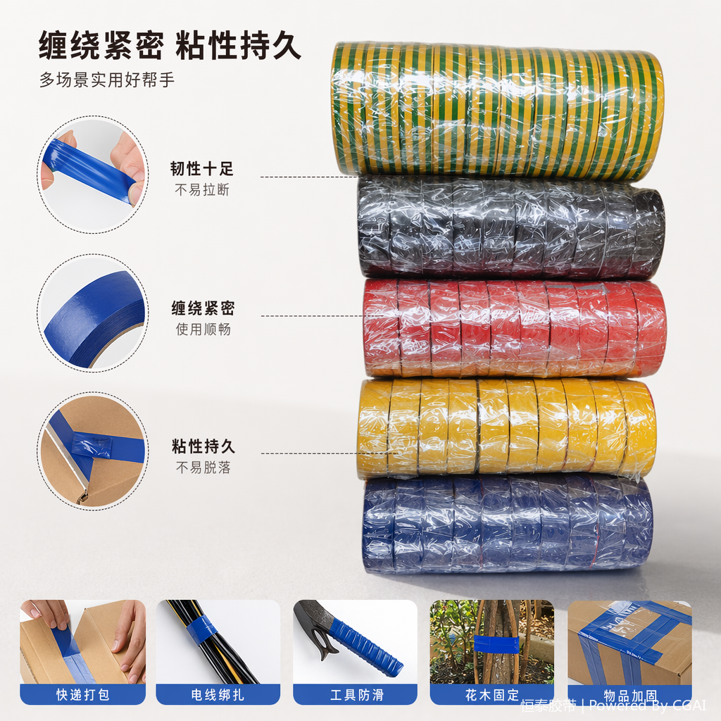 Electrical tape, colored insulating tape, roll electrical tape, high-temperature resistant release film, hydrocolloid, electrical insulation