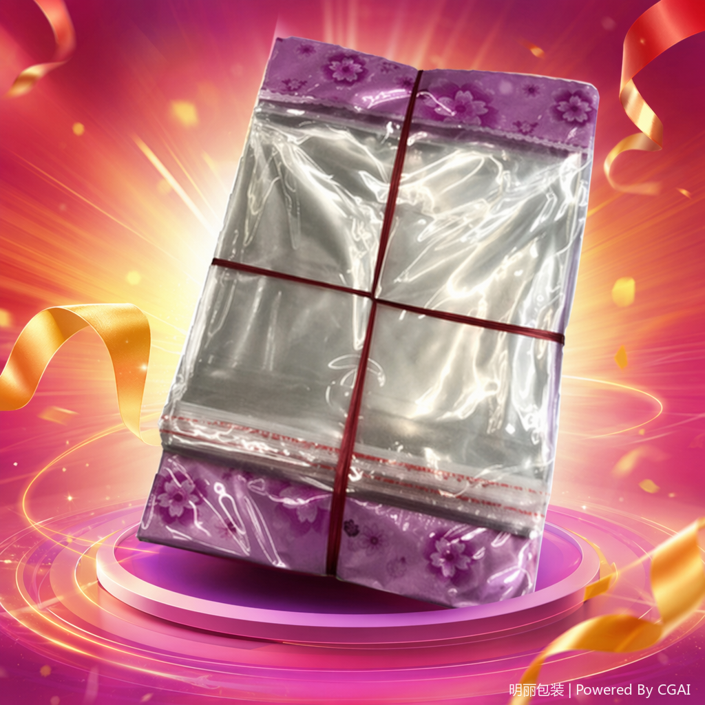 Purple patterned PVC self-sealing bag, plastic packaging bag, OPP aluminum foil self-standing self-sealing bag Specification image