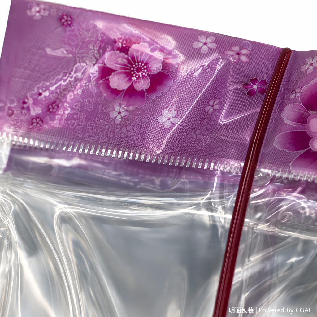 Purple patterned PVC self-sealing bag, plastic packaging bag, OPP aluminum foil self-standing self-sealing bag Application Scenario