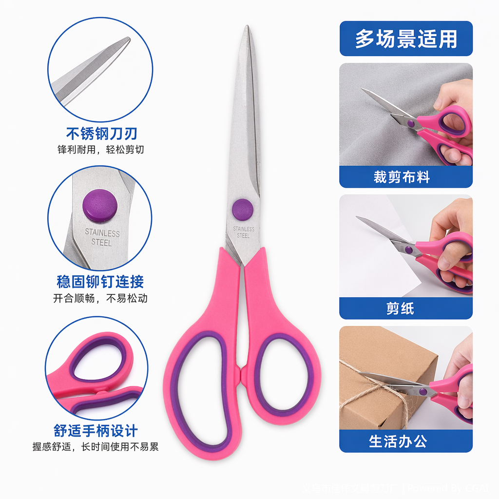 Pink handle other scissors, home fabric cutting, paper-cutting, multi-functional garden scissors