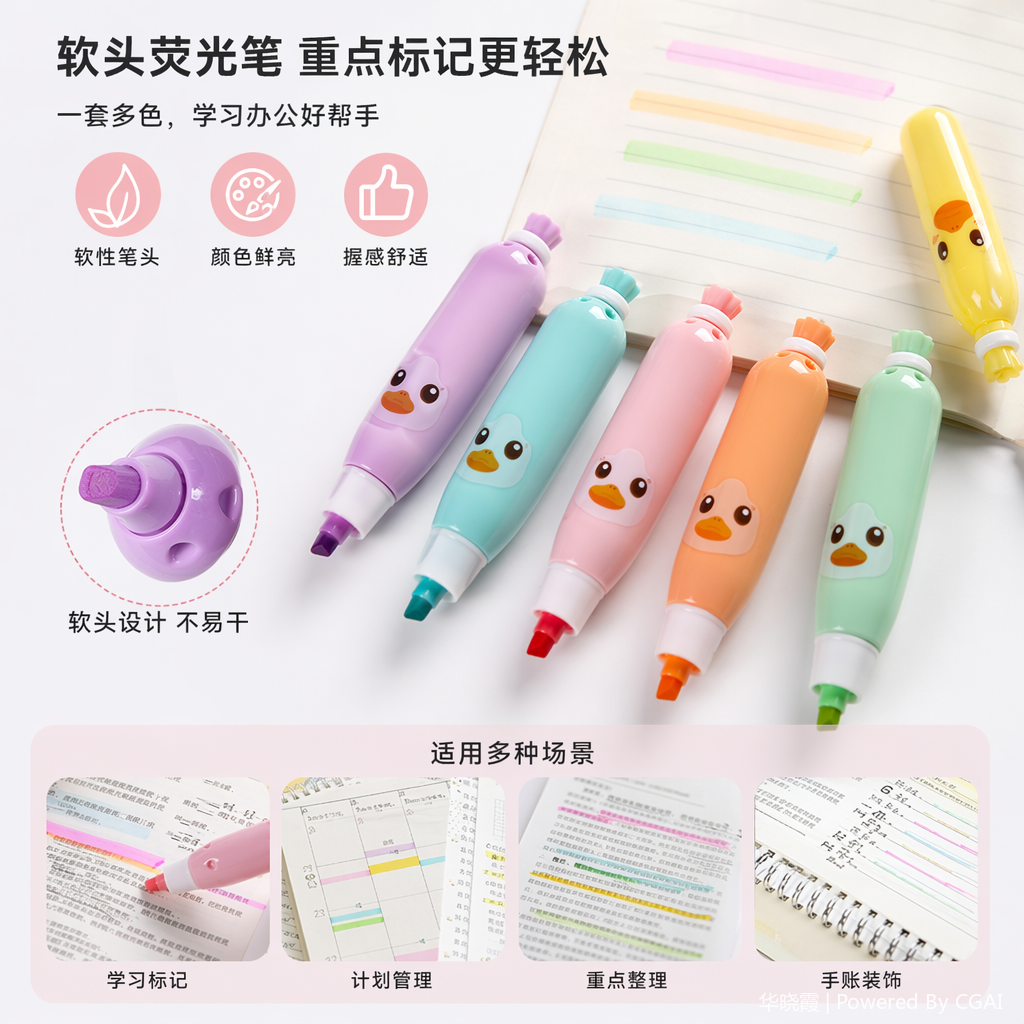 Mermaid Halloween Colored Highlighter Set Stationery Sparkling Watercolor Pens