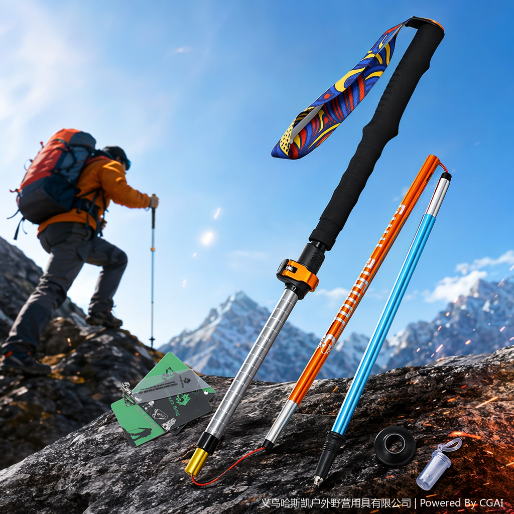 JUNGLE KING Outdoor Ultra-light folding trekking Stick 7075 aluminum alloy three-section telescopic stick with external lock quick-release EVA handle hiking, trail running and mountain climbing equipment Specification image