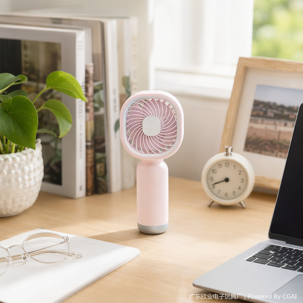 Pink, green, white and black four-color simple handheld small fan outdoor portable model details Picture