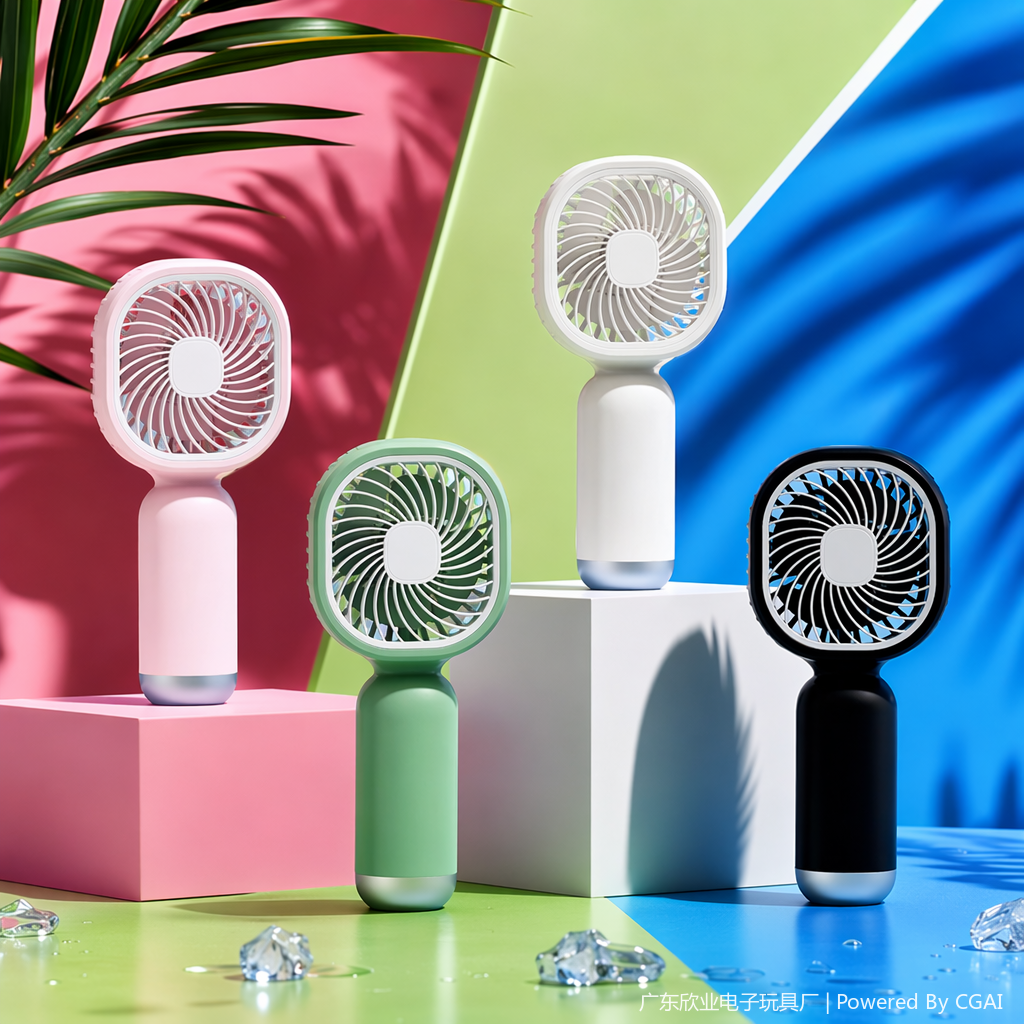 Pink, green, white and black four-color simple handheld small fan outdoor portable model Specification image