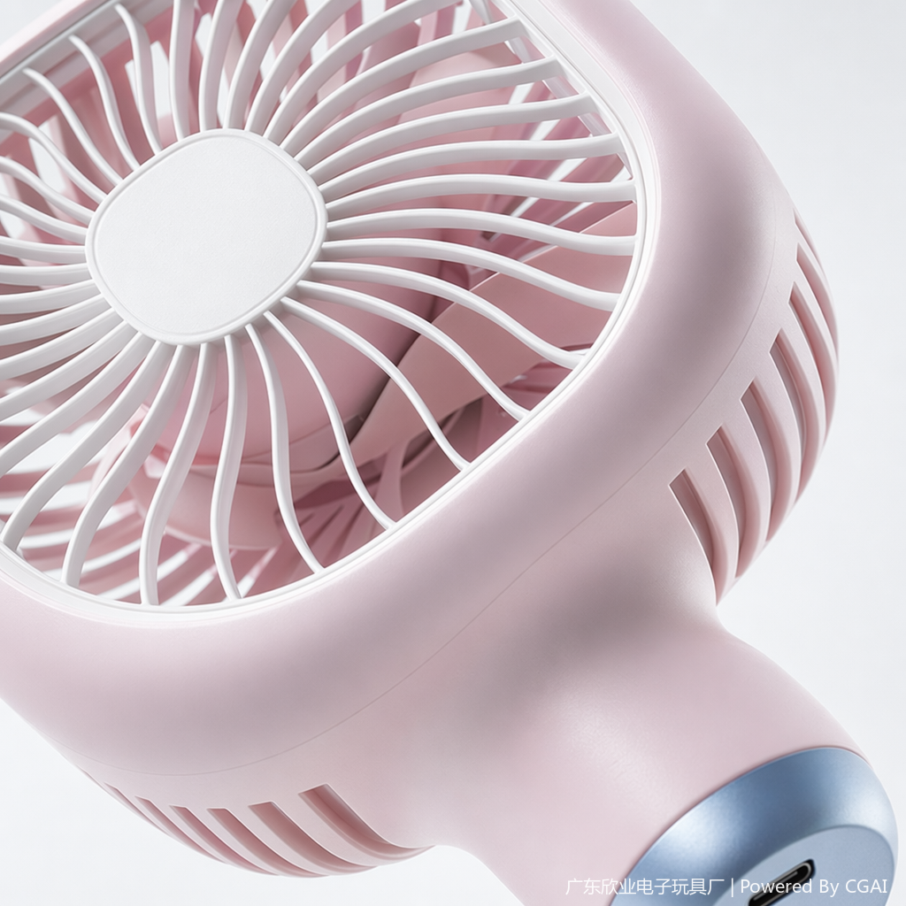 Pink, green, white and black four-color simple handheld small fan outdoor portable model Application Scenario