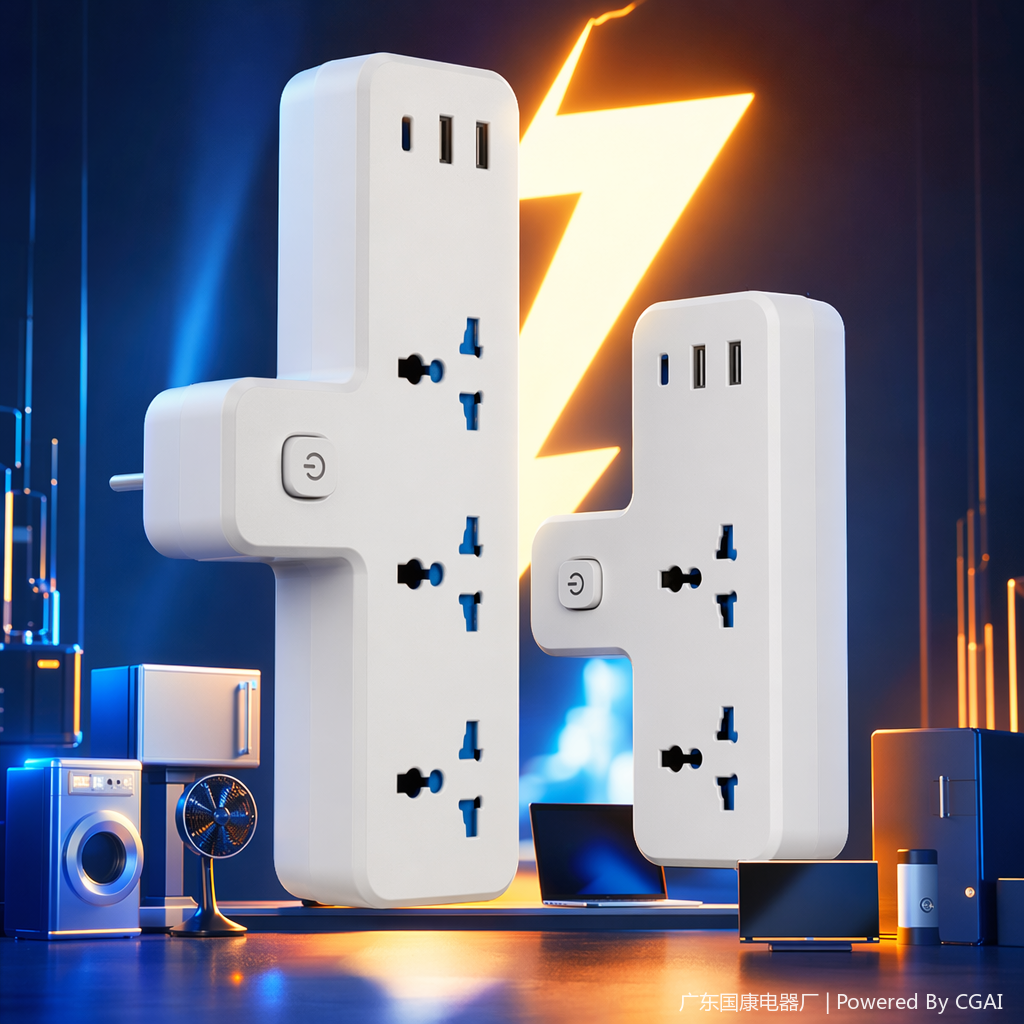 White multi-hole desktop socket, embedded wireless charger, smart switch, multi-functional Mexican model Specification image