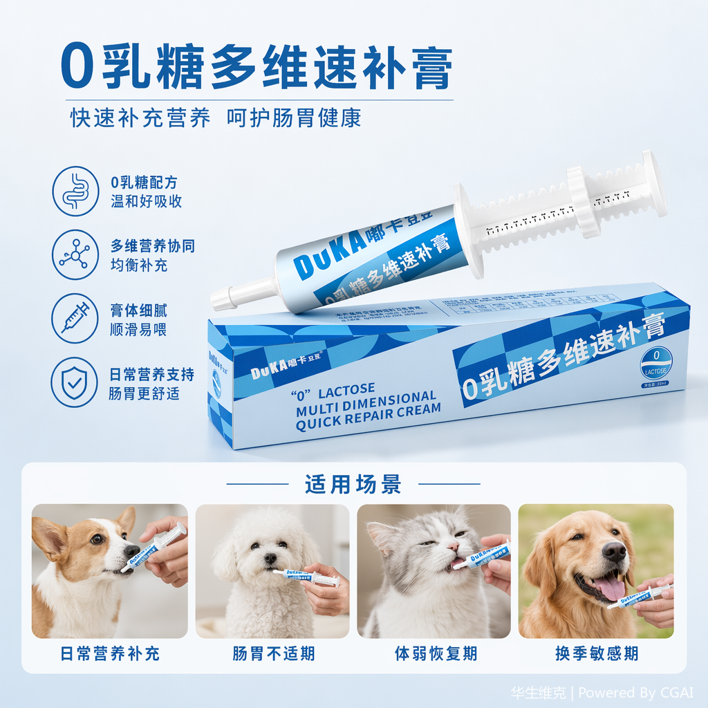 Pet nutrition supplement: Lactose-free multi-vitamin Quick Supplement paste, universal vitamin nutrition paste for cats and dogs, pet health care products