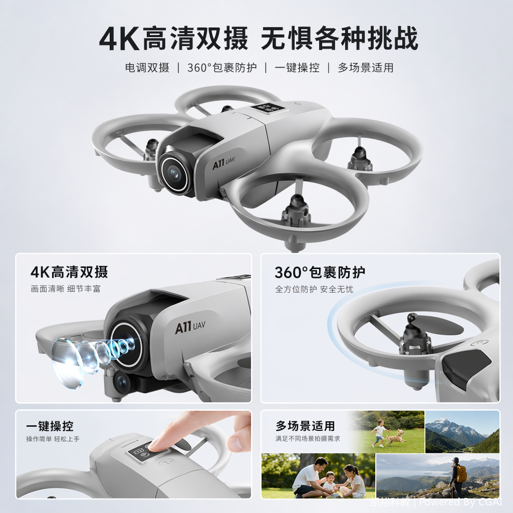 foozacA11 UAV mini aerial photography drone student training aircraft optical flow positioning intelligent toy remote control aircraft