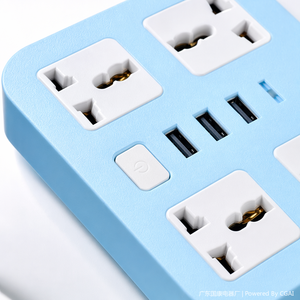 South American green and blue multi-hole wiring socket board power strip Application Scenario