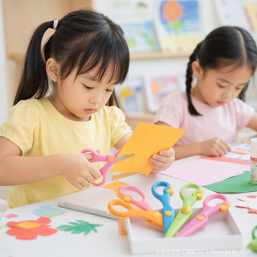 Colorful children's safety scissors, other scissors, round head design to prevent hand pinching, hand-cut for kindergartens details Picture