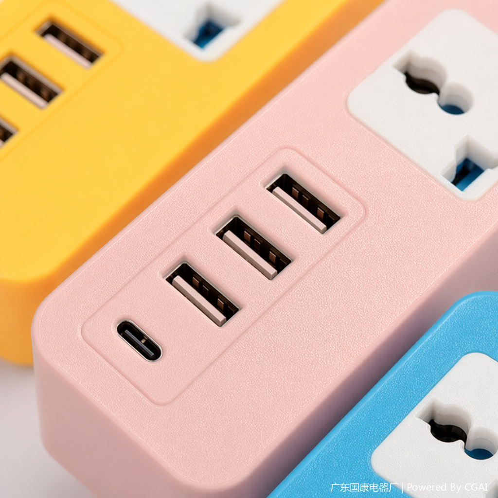 Color multi-hole power strip, other sockets, household multi-functional power strip, 3-meter wire length Application Scenario