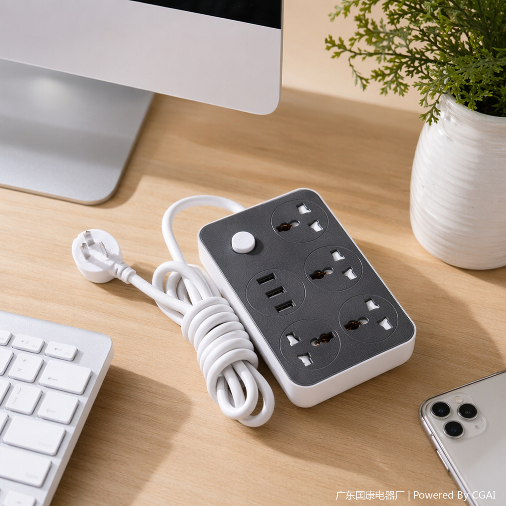 ولواح التوصيل الأسود مزودة بأجهزة التوصيل متعددة الأغراض، وهي مزودة بأجهزة شحن USB لحماية الطفل details Picture