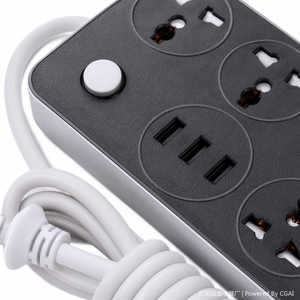 ولواح التوصيل الأسود مزودة بأجهزة التوصيل متعددة الأغراض، وهي مزودة بأجهزة شحن USB لحماية الطفل Application Scenario