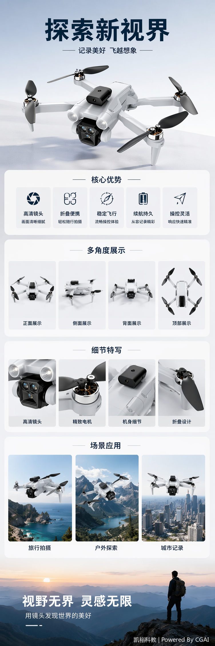 FOOZACS5入门级航拍无人机相机摄像头遥控飞机高清拍摄飞行器 pic 1