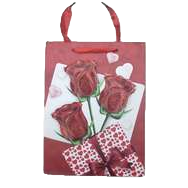 The red gift bag is paired with a red and white checkered butterfly companion gift box. The bag body is printed with three red rose heart-shaped patterns Item Picture