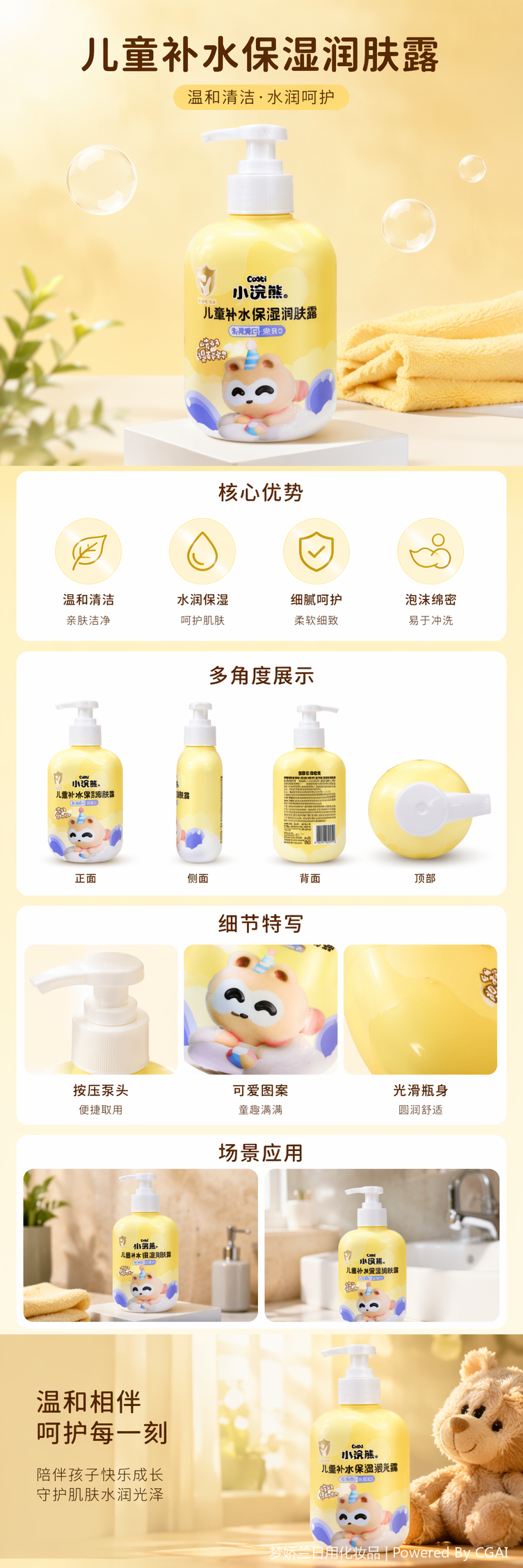小浣熊乳清蛋白儿童补水保湿润肤露详情1