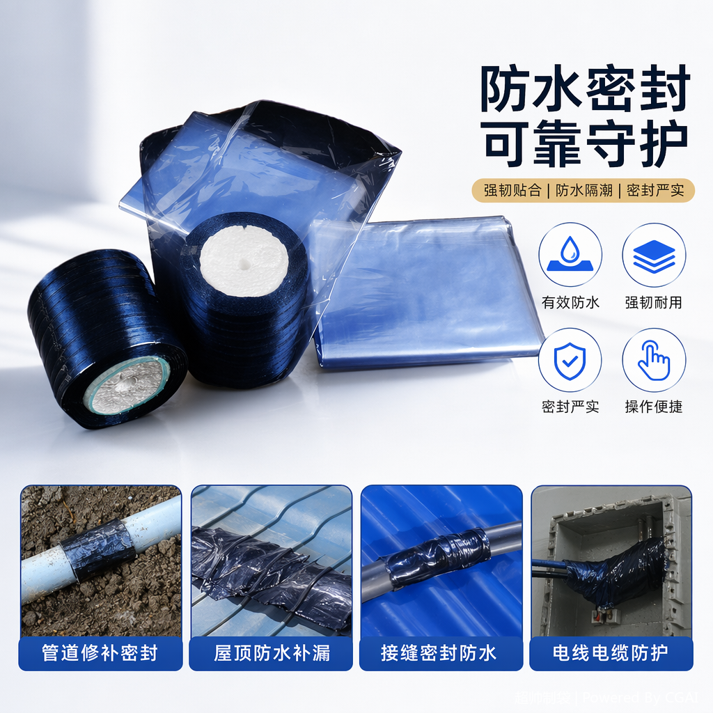 蓝色PVC静电热收缩膜金葱塑封吸塑袋