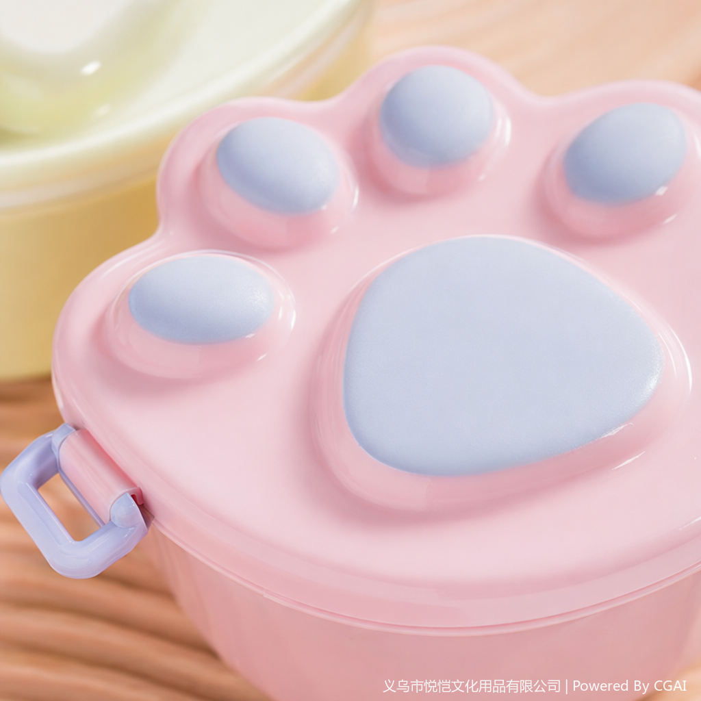 Student pink and white claw print silicone food storage box lunch box, children's cartoon simple lunch box Application Scenario